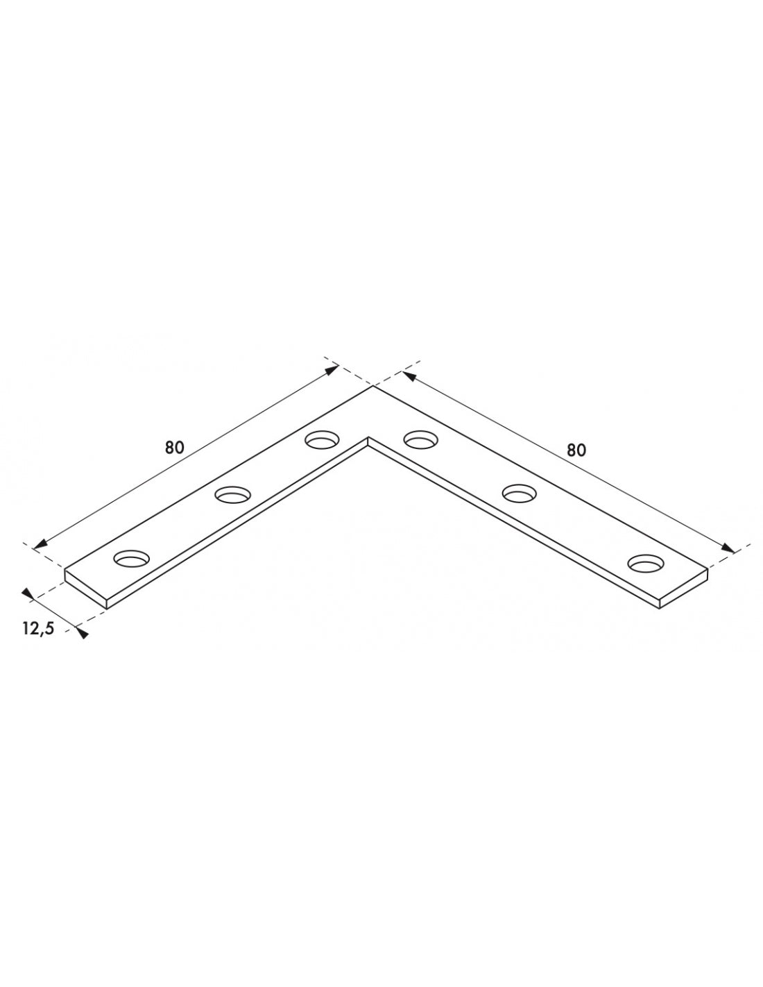 Piastra squadra angolare 80x80x20mm, acciaio zincato - THIRARD