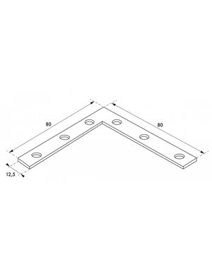 Piastra squadra angolare 80x80x20mm, acciaio zincato - THIRARD