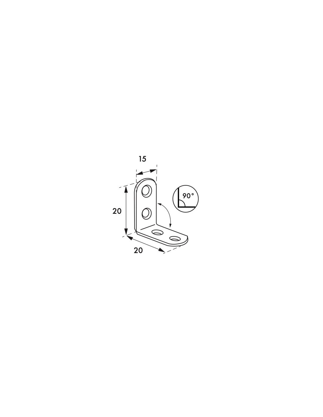 Piastra supporto angolare 20x20x15mm, acciaio zincato - THIRARD