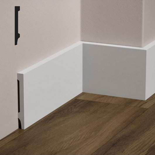 Battiscopa DIRITTO SQUADRATO in POLIMERI FeelingWood-HD 120x15mm - BIANCO (prezzo al metro)