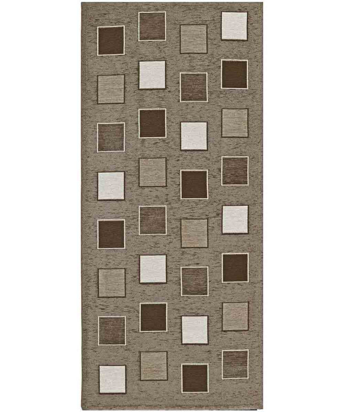 Tappeto moderno SQUARE FANGO geometrico a quadri, passatoia cucina multiuso lavabile in lavatrice e anti-scivolo cm.55x140
