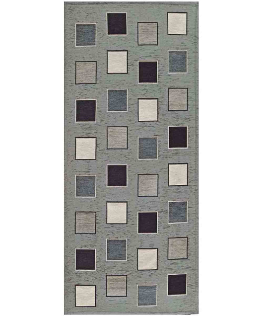 Tappeto moderno SQUARE GRIGIO geometrico a quadri, passatoia cucina multiuso lavabile in lavatrice e anti-scivolo cm.55x140