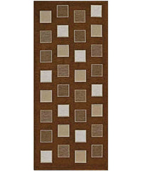 Tappeto moderno SQUARE MARRONE geometrico a quadri, tappetino bagno multiuso lavabile in lavatrice e anti-scivolo cm.55x80