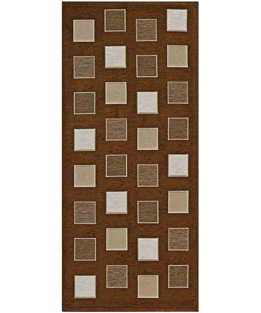 Tappeto moderno SQUARE MARRONE geometrico a quadri, passatoia cucina multiuso lavabile in lavatrice e anti-scivolo cm.55x115