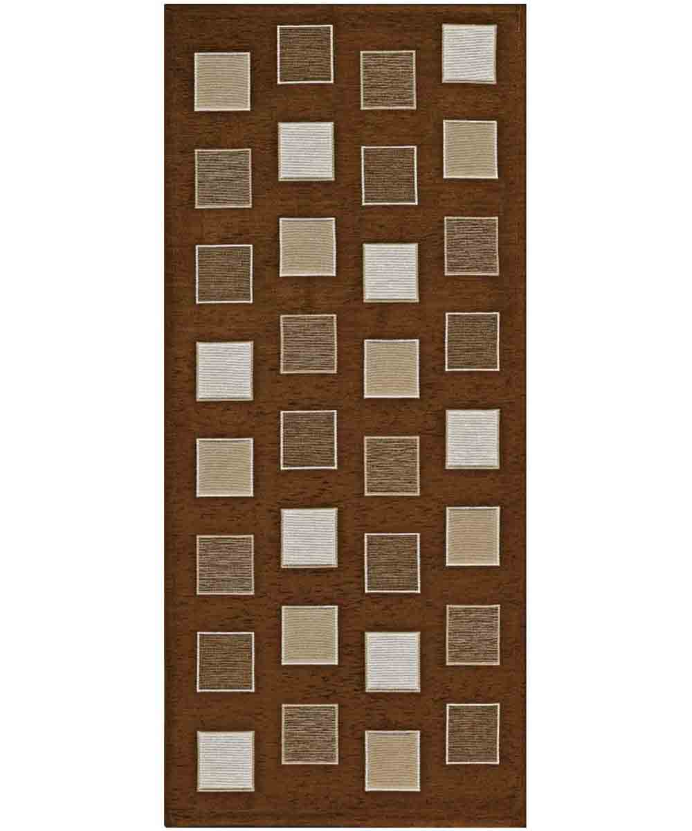 Tappeto moderno SQUARE MARRONE geometrico a quadri, passatoia cucina multiuso lavabile in lavatrice e anti-scivolo cm.55x190