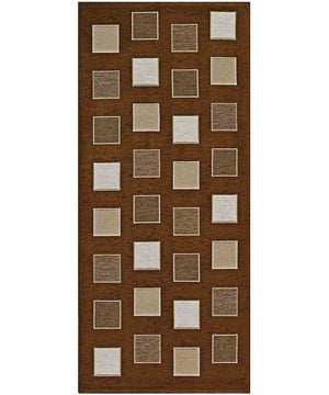 Tappeto moderno SQUARE MARRONE geometrico a quadri, passatoia cucina multiuso lavabile in lavatrice e anti-scivolo cm.55x190