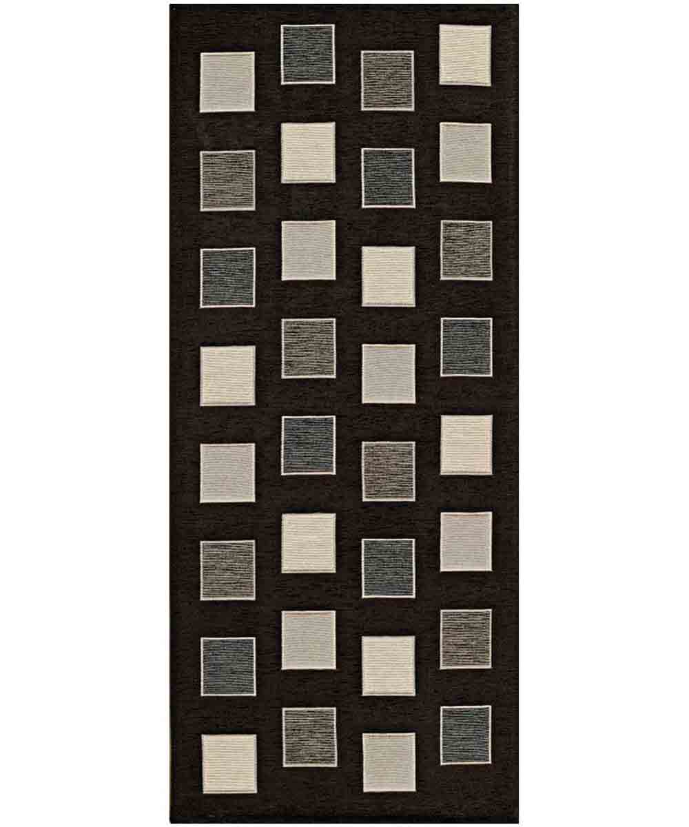 Tappeto moderno SQUARE NERO geometrico a quadri, passatoia cucina multiuso lavabile in lavatrice e anti-scivolo cm.55x115