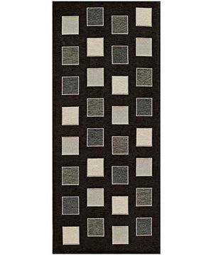 Tappeto moderno SQUARE NERO geometrico a quadri, tappetino bagno multiuso lavabile in lavatrice e anti-scivolo cm.55x80