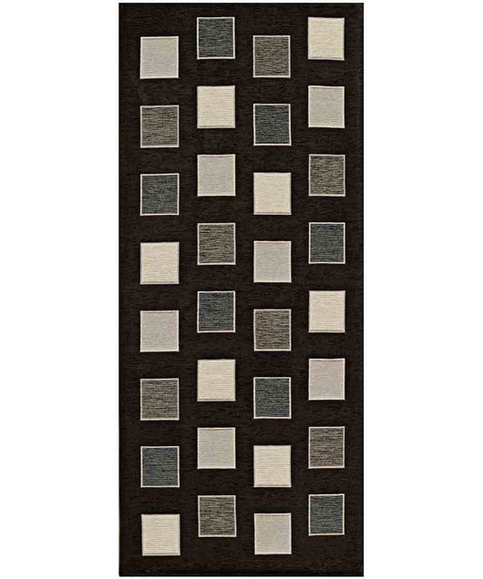 Tappeto moderno SQUARE NERO geometrico a quadri, tappetino bagno multiuso lavabile in lavatrice e anti-scivolo cm.55x80