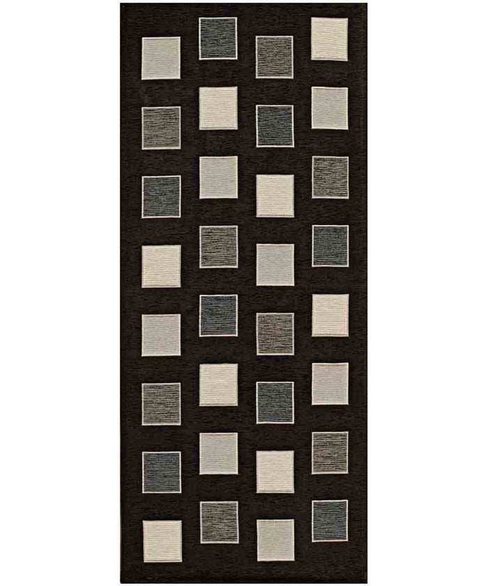 Tappeto moderno SQUARE NERO geometrico a quadri, passatoia cucina multiuso lavabile in lavatrice e anti-scivolo cm.55x190