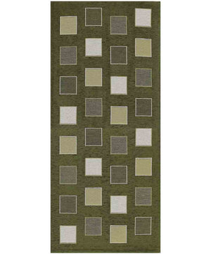 Tappeto moderno SQUARE VERDE geometrico a quadri, passatoia cucina multiuso lavabile in lavatrice e anti-scivolo cm.55x140