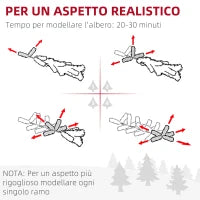 Albero di Natale Slim Alto 225 cm Salvaspazio con 538 Rami con Base in Acciaio per Interni, Verde