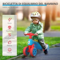 Bicicletta Equilibrio Senza Pedali Giochi con 4 Ruote per Bambini da 18-36 Mesi Blu e Rosso 57cm x 33.5cm x 42.5cm