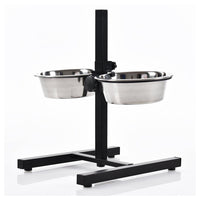 Multipack da 2 pz pouf per cani zebrato, supporto alzaciotole con ciotole medium