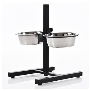 Multipack da 2 pz pouf per cani zebrato, supporto alzaciotole con ciotole medium