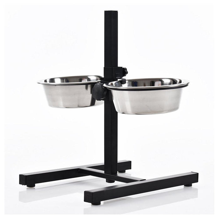 Multipack da 2 pz pouf per cani zebrato, supporto alzaciotole con ciotole medium