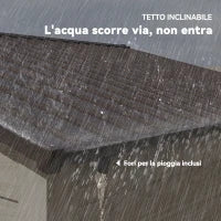 Casetta da Giardino in Acciaio Effetto Legno e Doppie Porte Scorrevoli, 278x195x215 cm, Marrone