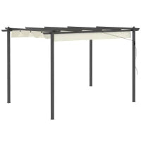 Pergola Gazebo da Giardino 3.96x2.96m con Tettuccio Retrattile e Struttura in Alluminio