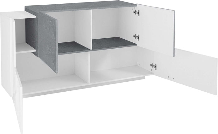 Mobile New Coro L 160 x H 86 x P 45 cm bianco lucido e grigio cemento
