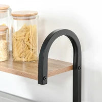 Mobile da Cucina, Mensola Microonde, Mobile Microonde con 3 Mensole, Piano, Ganci, in Legno, Struttura in Metallo, Nero