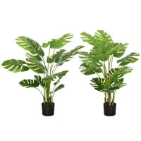 Set di 2 Piante Artificiali Monstera Deliciosa con Vaso Incluso, Altezza 120 cm, per Interno, Decorazione