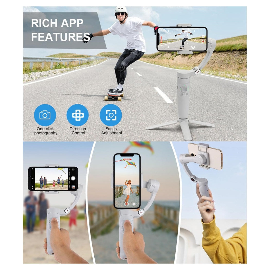 Trade Shop - Stabilizzatore Portatile A 3 Assi Per Smartphone Resistente M1 Pieghevole Per Casa Viaggi -