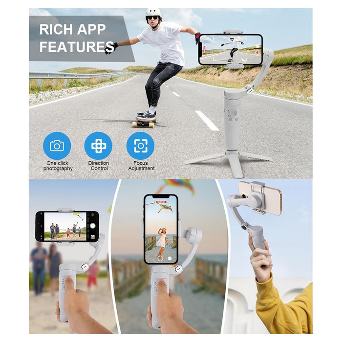 Trade Shop - Stabilizzatore Portatile A 3 Assi Per Smartphone Resistente M1 Pieghevole Per Casa Viaggi -