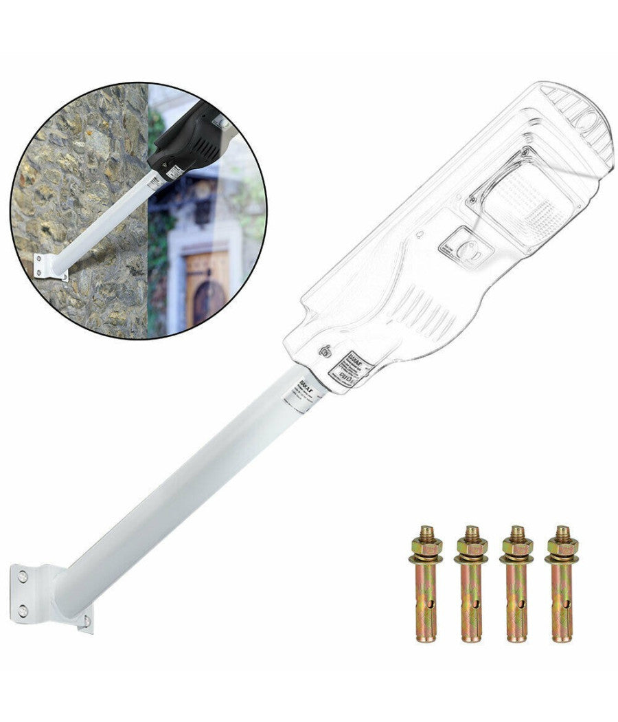 Staffa Palo Per Lampione Solare Stradale Supporto In Metallo Parete Muro 50cm         