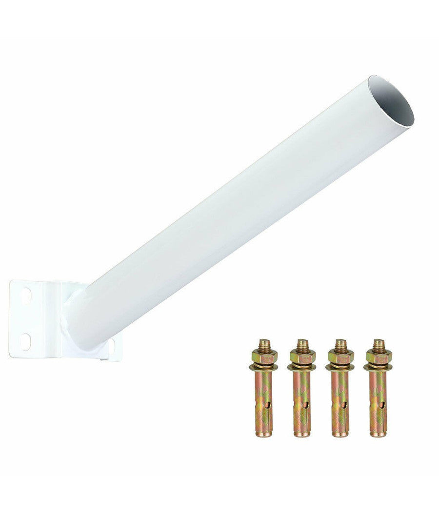 Staffa Palo Per Lampione Solare Stradale Supporto In Metallo Parete Muro 50cm         