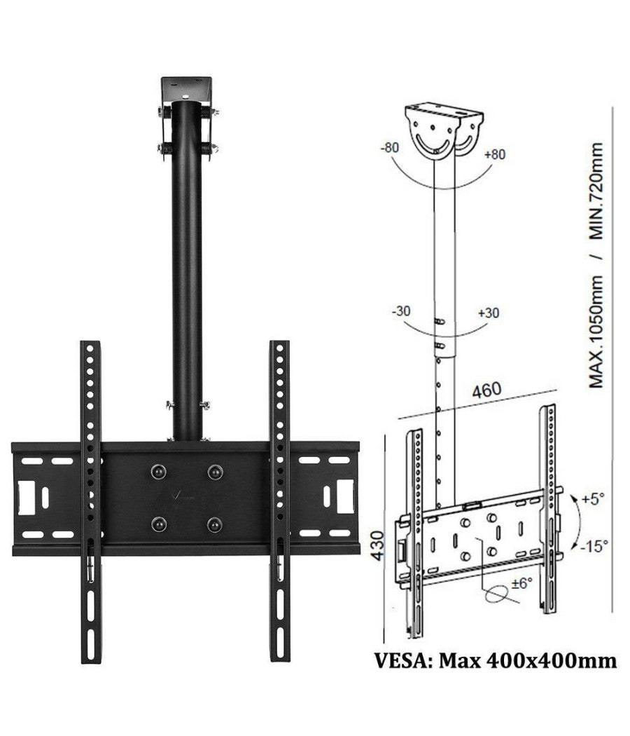 Staffa Porta Tv Monitor Da 37" A 55" Supporto Parete Soffitto 360° Fino 50kg         