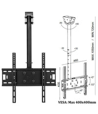 Staffa Porta Tv Monitor Da 37" A 55" Supporto Parete Soffitto 360° Fino 50kg         