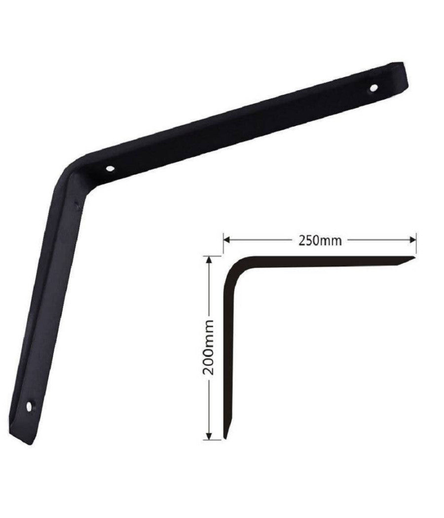 Staffe Angolari 2pz Supporto Staffa Angolare Reggimensole 250 X 200 X 30 Mm Nero         