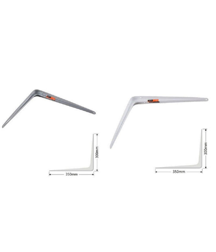Staffe Angolari 2pz Supporto Staffa Angolare Reggimensole 300x350mm Bianco Grigio         