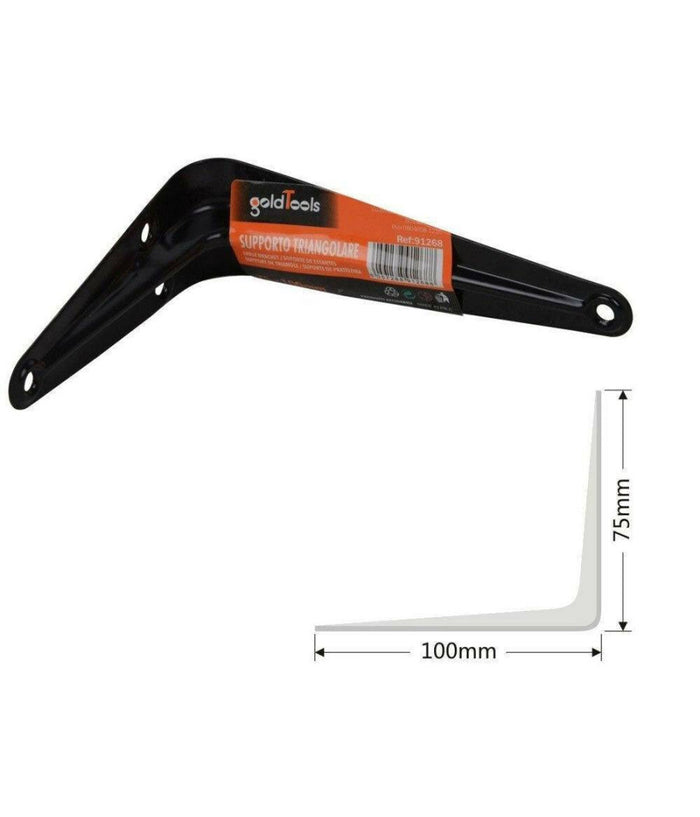 Staffe Angolari 2pz Supporto Staffa Reggimensole Angolo Retto 90° Nero 75x100mm         