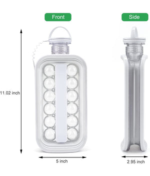 Stampo Forma Per 17 Cubetti Di Ghiaccio Portatile Bottiglia Termica Bibite 2in1         