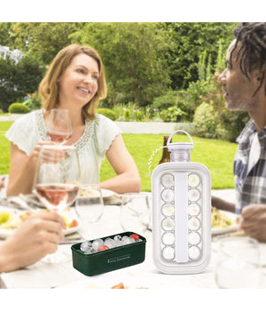 Stampo Forma Per 17 Cubetti Di Ghiaccio Portatile Bottiglia Termica Bibite 2in1         