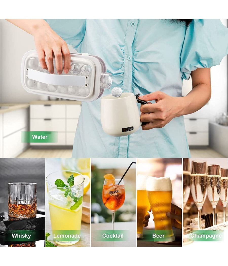 Stampo Forma Per 17 Cubetti Di Ghiaccio Portatile Bottiglia Termica Bibite 2in1         