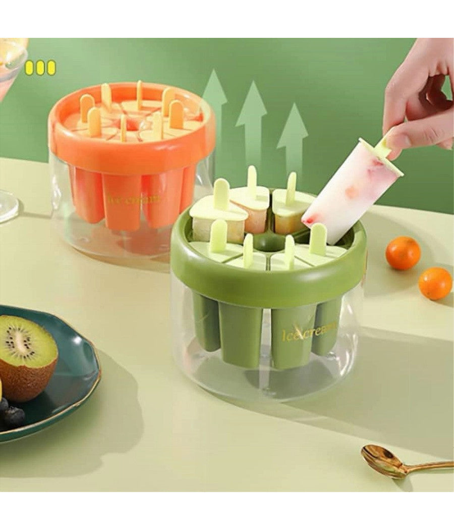 Stampo Stampi Per 8 Ghiaccioli Bastoncino Ghiaccio Riutilizzabili Gelato Fai Da Te         