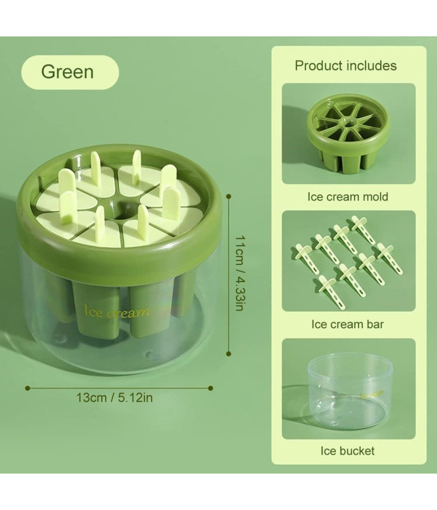 Stampo Stampi Per 8 Ghiaccioli Bastoncino Ghiaccio Riutilizzabili Gelato Fai Da Te         