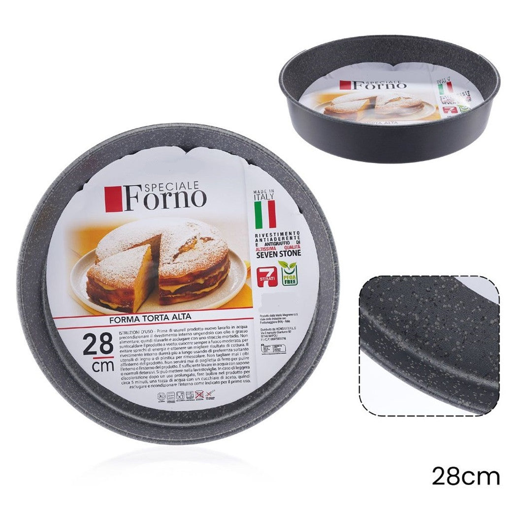 Trade Shop - Stampo Teglia Forma Tonda Torta Alta Antiaderente Antigraffio Da Forno ø20-22-24-28-32cm -    -diametro 28cm   -
