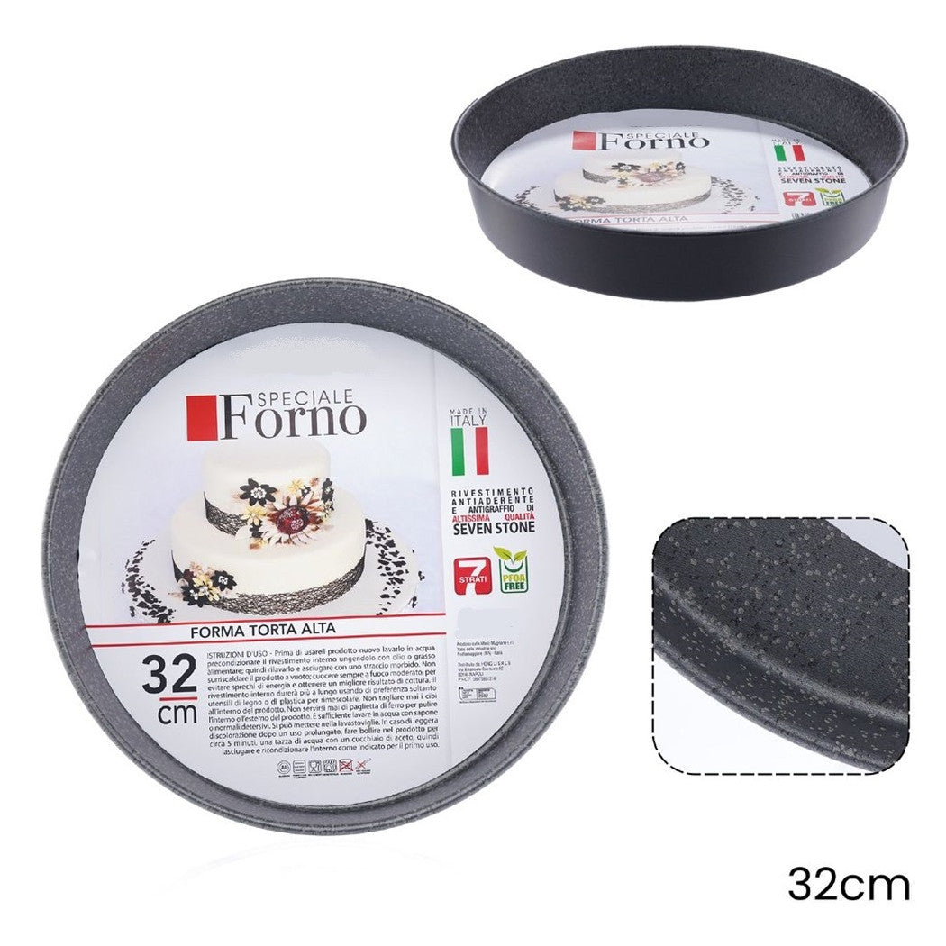 Trade Shop - Stampo Teglia Forma Tonda Torta Alta Antiaderente Antigraffio Da Forno ø20-22-24-28-32cm -    -diametro 32cm   -