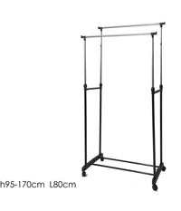 Stand Appendiabiti Allungabile In Acciaio Telescopico Ruote Doppio L80xh95-170cm         