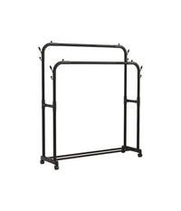 Stand Appendiabiti Attaccapanni Abiti Stender Barra Doppio Con Ruote Freno Nero         