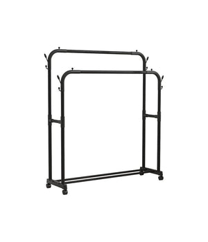 Stand Appendiabiti Attaccapanni Abiti Stender Barra Doppio Con Ruote Freno Nero         