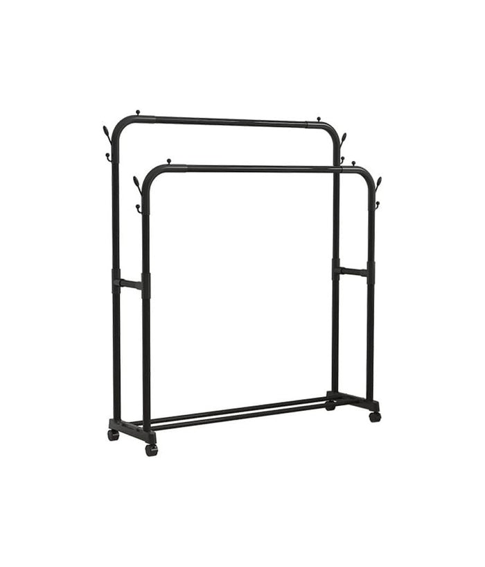 Stand Appendiabiti Attaccapanni Abiti Stender Barra Doppio Con Ruote Freno Nero         