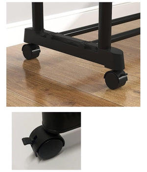 Stand Appendiabiti Attaccapanni Abiti Stender Barra Doppio Con Ruote Freno Nero         