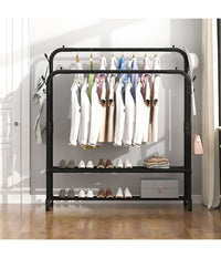 Stand Appendiabiti Attaccapanni Abiti Stender Barra Doppio Con Ruote Freno Nero         