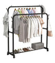 Stand Appendiabiti Attaccapanni Abiti Stender Barra Doppio Con Ruote Freno Nero         