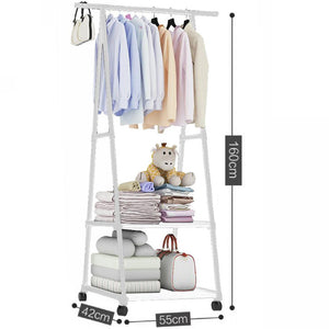 Trade Shop - Stand Appendiabiti Attaccapanni In Plastica E Metallo Camera Da Letto Bianco -