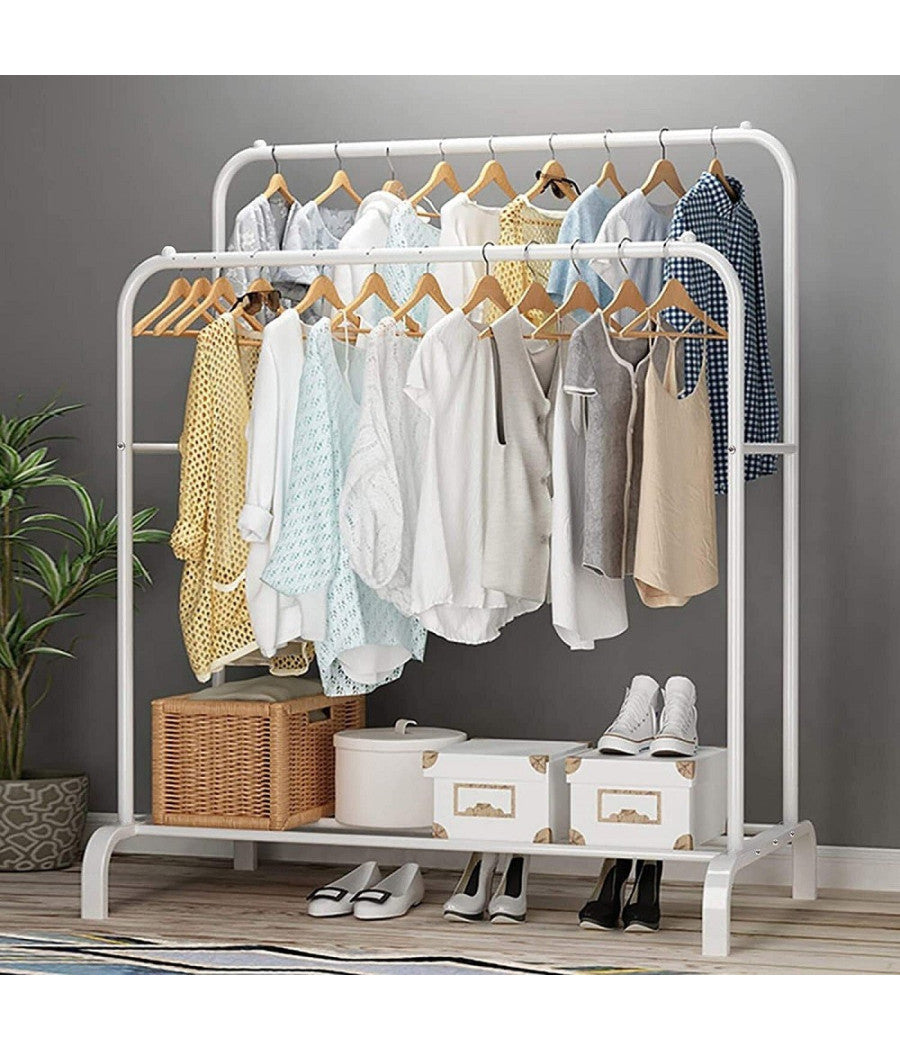 Stand Appendiabiti Da Terra Attaccapanni Abiti 150 X 110 X 57mm Doppio Tw608         